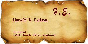 Hanák Edina névjegykártya